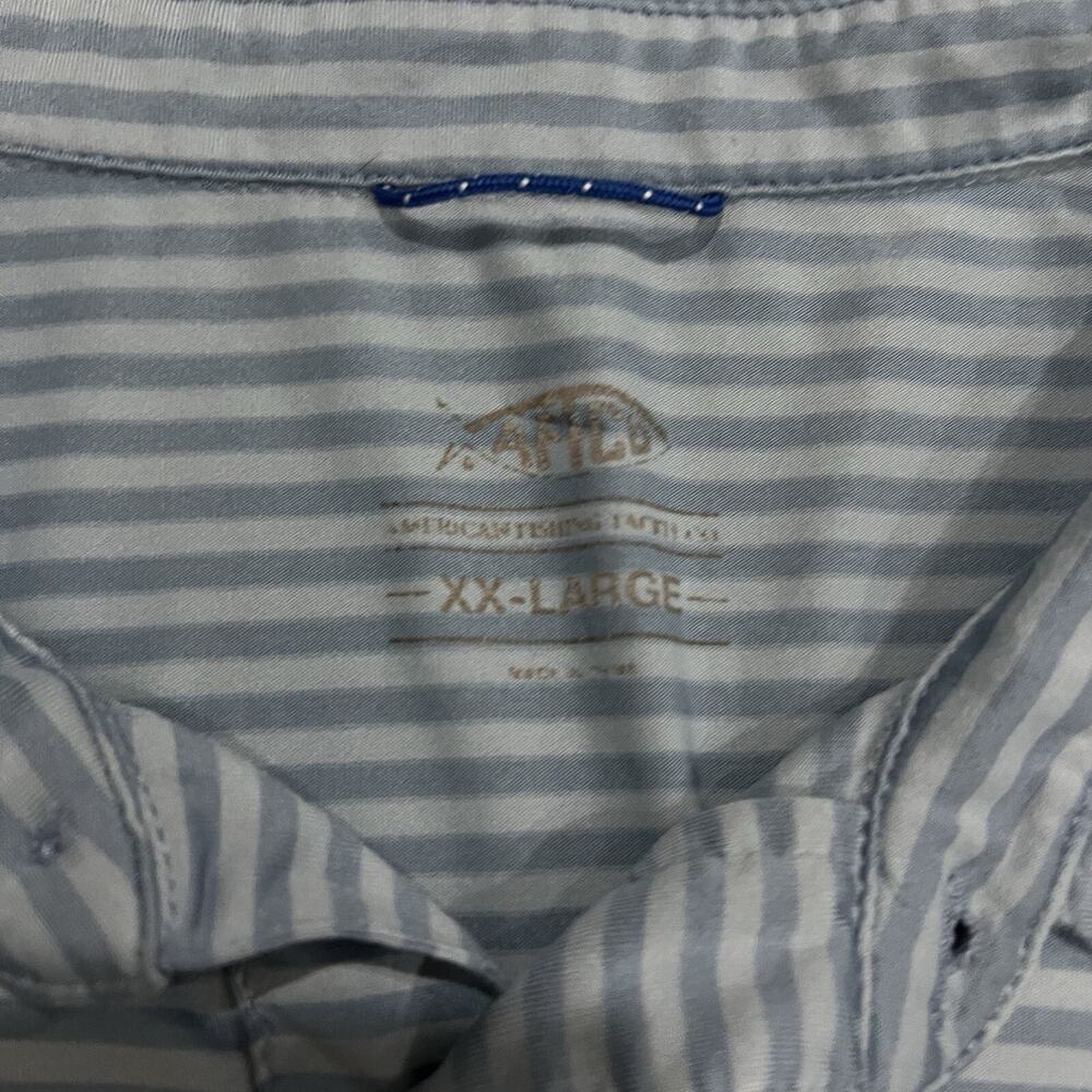 Men’s AFTCO Shirt 2XL XXL Blue Stripes Performance Fishing Polo - Picture 2 of 6